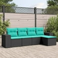 thumbnail image 1 of vidaXL 5 Piece Garden Sofa Set with Cushions Black Poly Rattan, 1 of 5