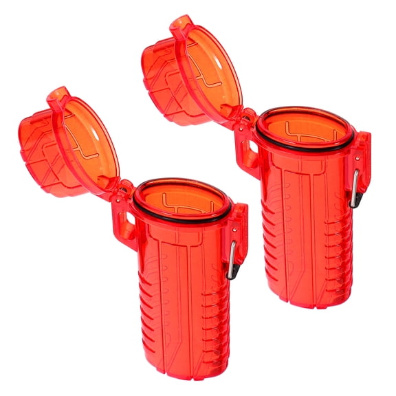 HEATSHAKING 2Pcs Red Plastic Waterproof Lighter Case for Outdoor Activities