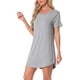 thumbnail image 4 of CAMISETA DE NOCHE PARA MUJERES INSPIRE CHIC Cuello Redondo Mangas Cortas Camisón a Rayas Gris, 4 of 6