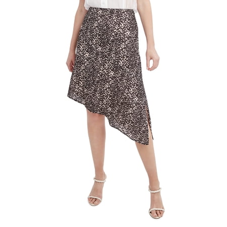 BCBGMAXAZRIA Women's Tiered Ruffle Skirt – Fit & Flare, Asymmetrical Hem, 100% Polyester, Side Zipper