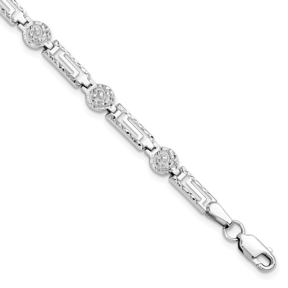 14k White Gold Bracelet Fancy mm 7 in D/C
