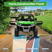 Funride 4WD 24 Volt Ride on Toys with Remote Control, 2 Seater Power Car Wheels UTV Toys, Ride on Truck Car w/ Electric Dump Bed, Shovel, Bluetooth Music