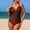 #277-Coffee, variant on Womens One Piece Swimsuit V Neck Mesh Padded Wirefree Solid Color Slim Fit Beach Vacation Swimwear S-2XL