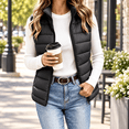 thumbnail image 6 of Aswuknt Womens Puffer Vest Quilted Sleeveless Stand Collar Full Zip Jackst Lightweight Gilet Outerwear For Fall Winter Casual Daily Wear,Layering, 6 of 8