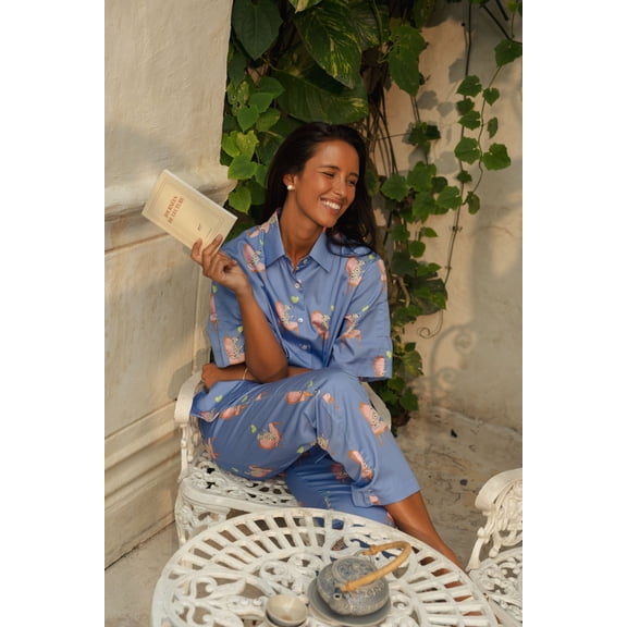 Women's Cotton Oversized Pyjama Set Cute Dog Print Sleepwear Soft Comfy 2 Piece PJs Set