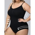 thumbnail image 5 of Unbranded Women's Plus Elegant Backless Off-the-Shoulder Athleisure Solid Print Beach Bodysuit, Black 1-Pack, 5 of 8