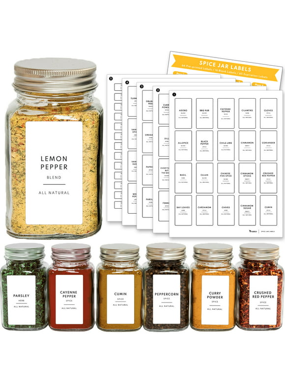 VUDECO Spice Labels 145PCS Spice Jar Labels in Total Pantry Labels for Containers Preprinted Kitchen Labels Waterproof Pantry Labels Spice Labels Stickers Labels for Spice Jars Minimalist Spice Labels