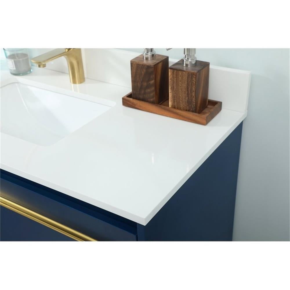 40 inch single bathroom vanity in blue with backsplash