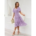 thumbnail image 5 of Women's Summer Casual Flutter Sleeve Square Neck Smocked Midi Dress, 5 of 6