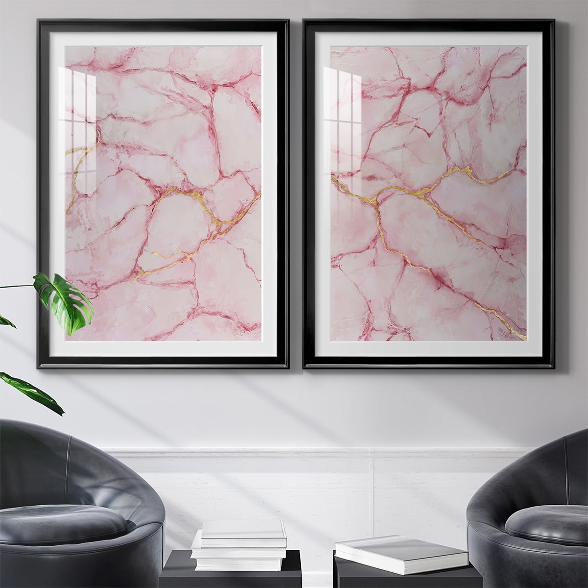 Wexford Home Rose Marble I Premium Framed Print, 18.5" x 24.5" - Ready to Hang, Black (Set of 2)