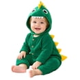 thumbnail image 2 of CUZIBR Dinosaur Baby Boy Girl Halloween Onesie With Hood Animal Romper Jumpsuit Crew Neck Long Sleeve Eye-Catching Trick or Treat Clothes,Green,9-12 Months, 2 of 8