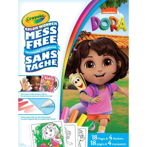 Les pages à colorier Color Wonder sans dégâts et mini marqueurs de Crayola, Dora