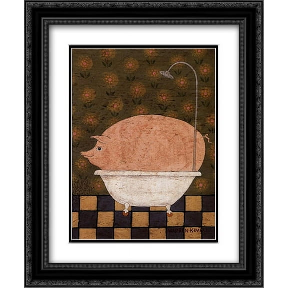 Hog Wash 2x Matted 12x14 Black Ornate Framed Art Print by Warren Kimble