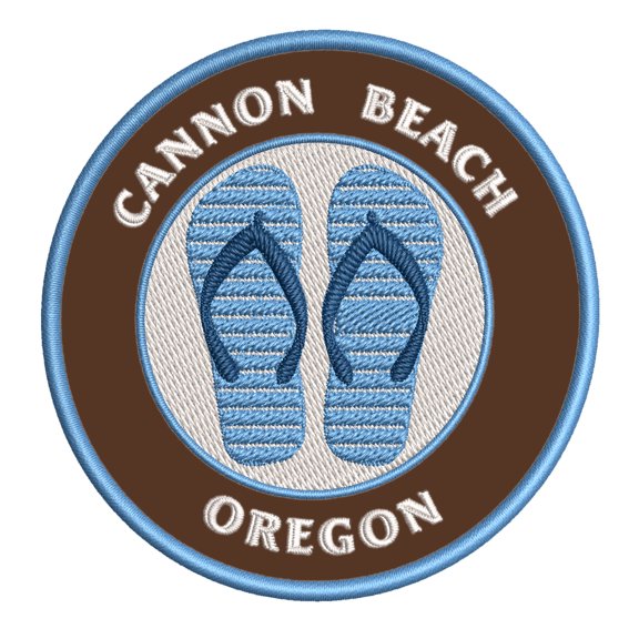 Cannon Beach, Oregon 3.5 Inch Iron Or Sew On Embroidered Fabric Badge Patch Ocean Beach, Salt Life Iconic Series