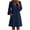 Navy, variant on Tqcoqu Cotton Linen Dresses for Women,Elegant V Neck Flare 3/4 Sleeves Dresses Fashion Pleated Flowy Summer Sundress,Beige Women's S-XXL