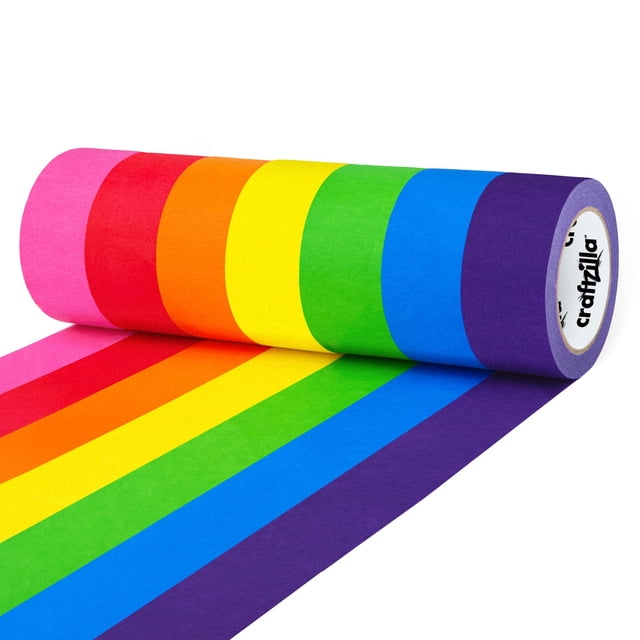 Cinta adhesiva Craftzilla, paquete múltiple de 7 rollos, 64 m x 2,54 cm