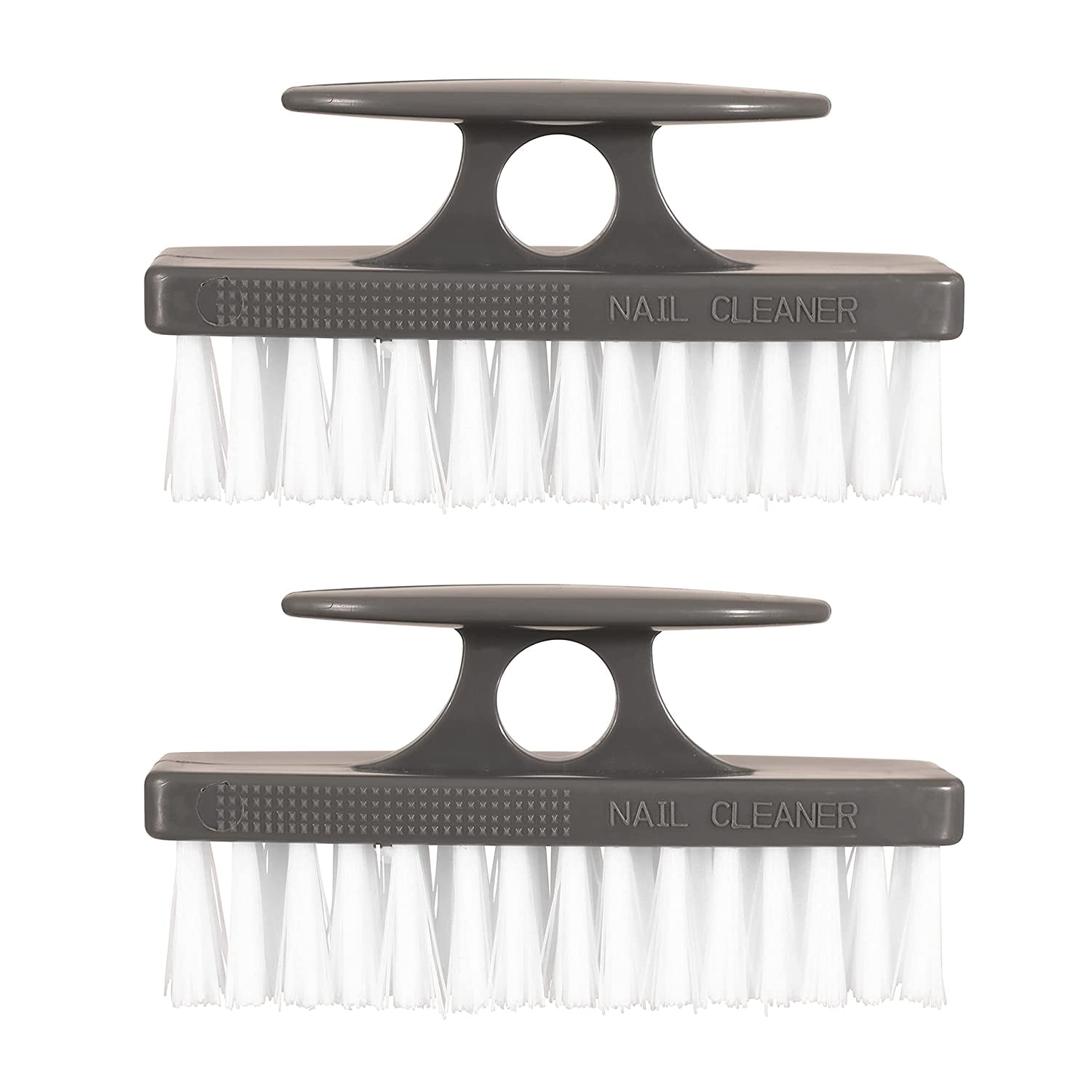 Superio Grey Nail Brush Cleaner with Handle, 2 Pack Durable Brush