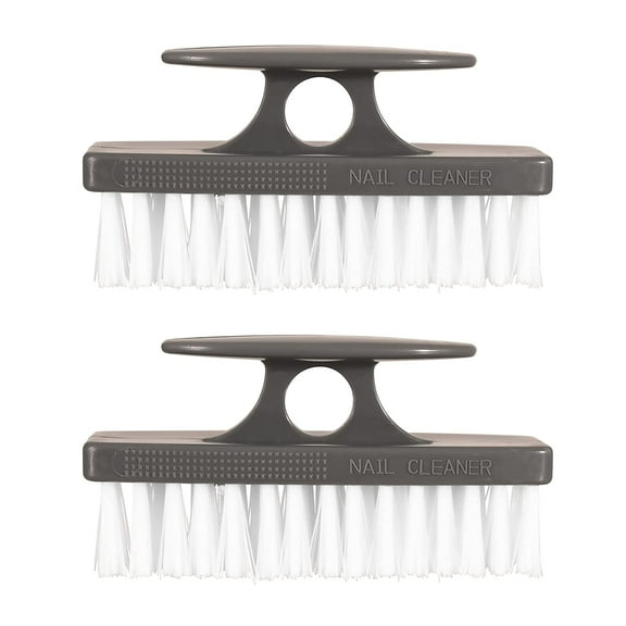 Superio Grey Nail Brush Cleaner with Handle, 2 Pack - Durable Brush Scrubber To Clean Toes, Fingernails, Hand Scrubber All Surface Cleaning, Heavy Duty Scrub Brush Stiff Bristles, Easy To Hold