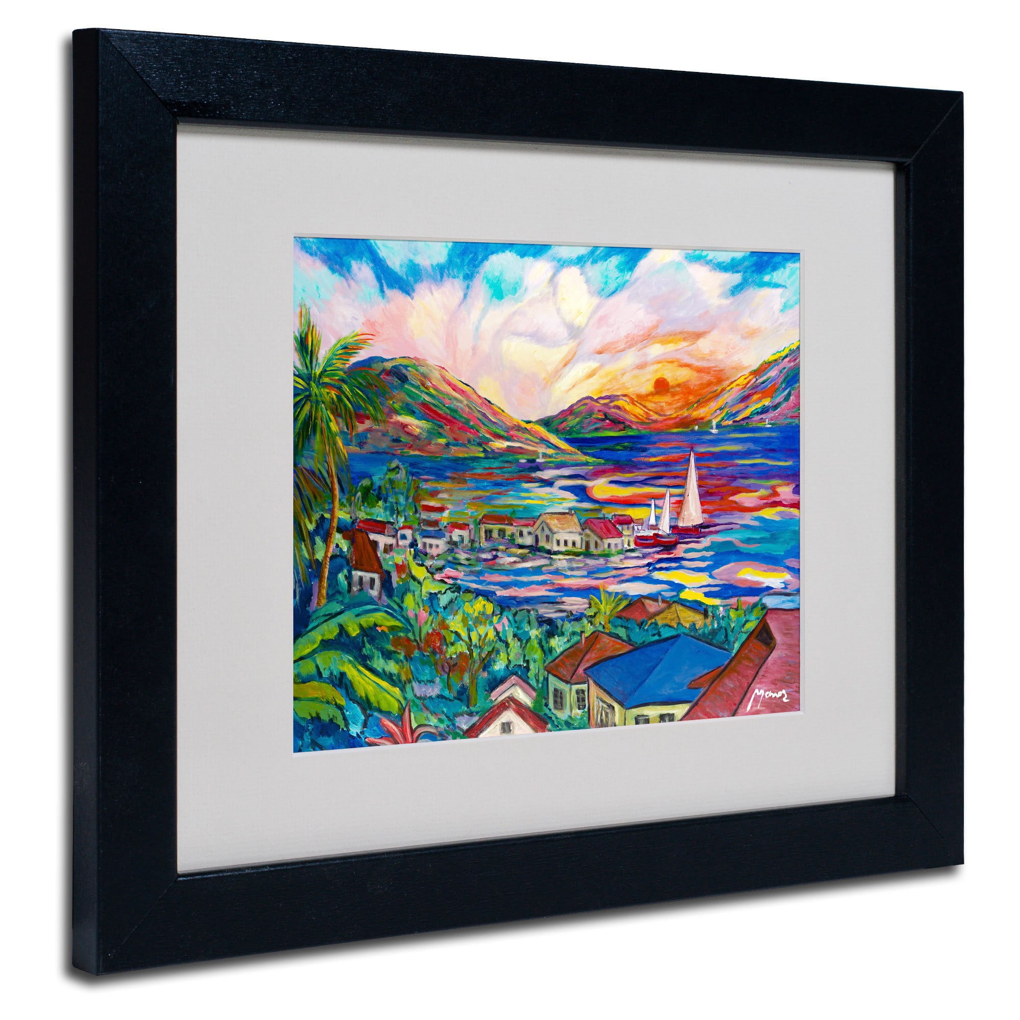 Trademark Fine Art "Sunset" Canvas Art by Manor Shadian, Black Frame