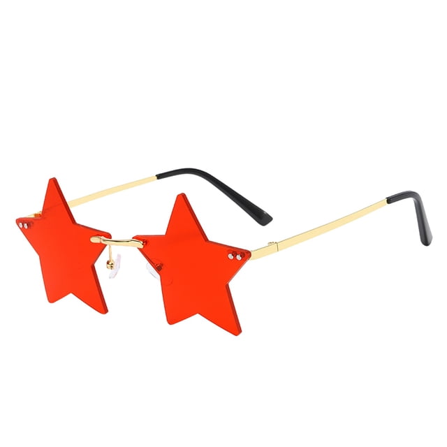 XASZHN Lunettes de Soleil Rétro Étoile à Cinq Branches Vintage Irrégulières Unisexes Mode Rouge_003 Taille Unique