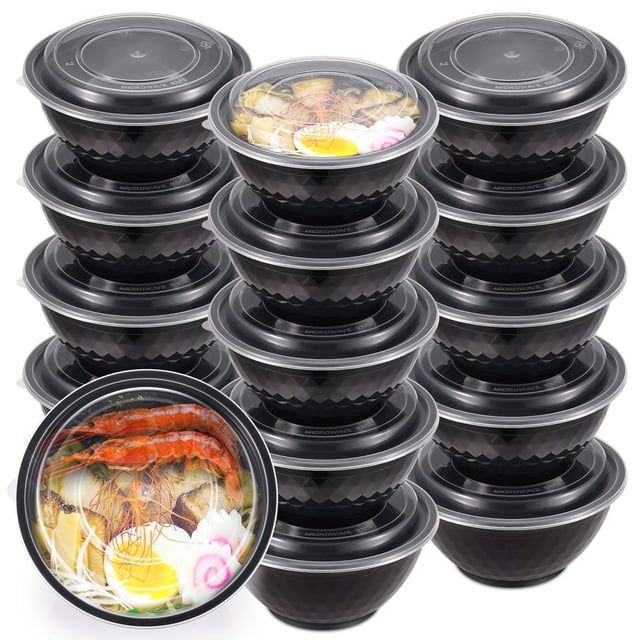Cuencos para preparación de comidas Kitch'nMore, extra gruesos, 1,1 litros, con tapas, 30 unidades