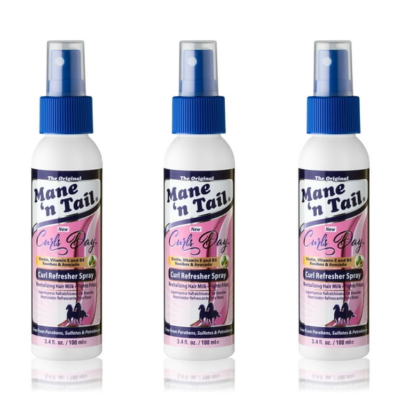 Mane 'n Tail Curls Day Curl Refresher Spray (3 Pack) – Reactivates Curls, Coils, Kinks & Waves, Lightweight Moisturizing Mist (3.4 Oz Each)