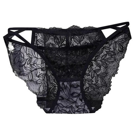 QYZEU Women s Underwear Seamless Underwear for Women Thong Women s Sexy Underwear with Pure Fashionable Lace Mesh Hollow Out Thong Lingerie Black M
