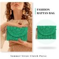thumbnail image 4 of Clutch de paja para mujer Bolso bandolera de paja para verano Bolso de playa Clutch verde, 4 of 5