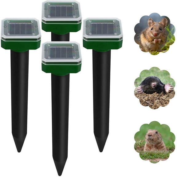 GIXUSIL Pet Safe Pack of 4 Sonic Mole Repellent Solar Powered for Lawn Garden Yard, Waterproof Outdoor Ultrasonic Snake Repellent for Get Rid of Mole, Gopher, Snakes, Vole