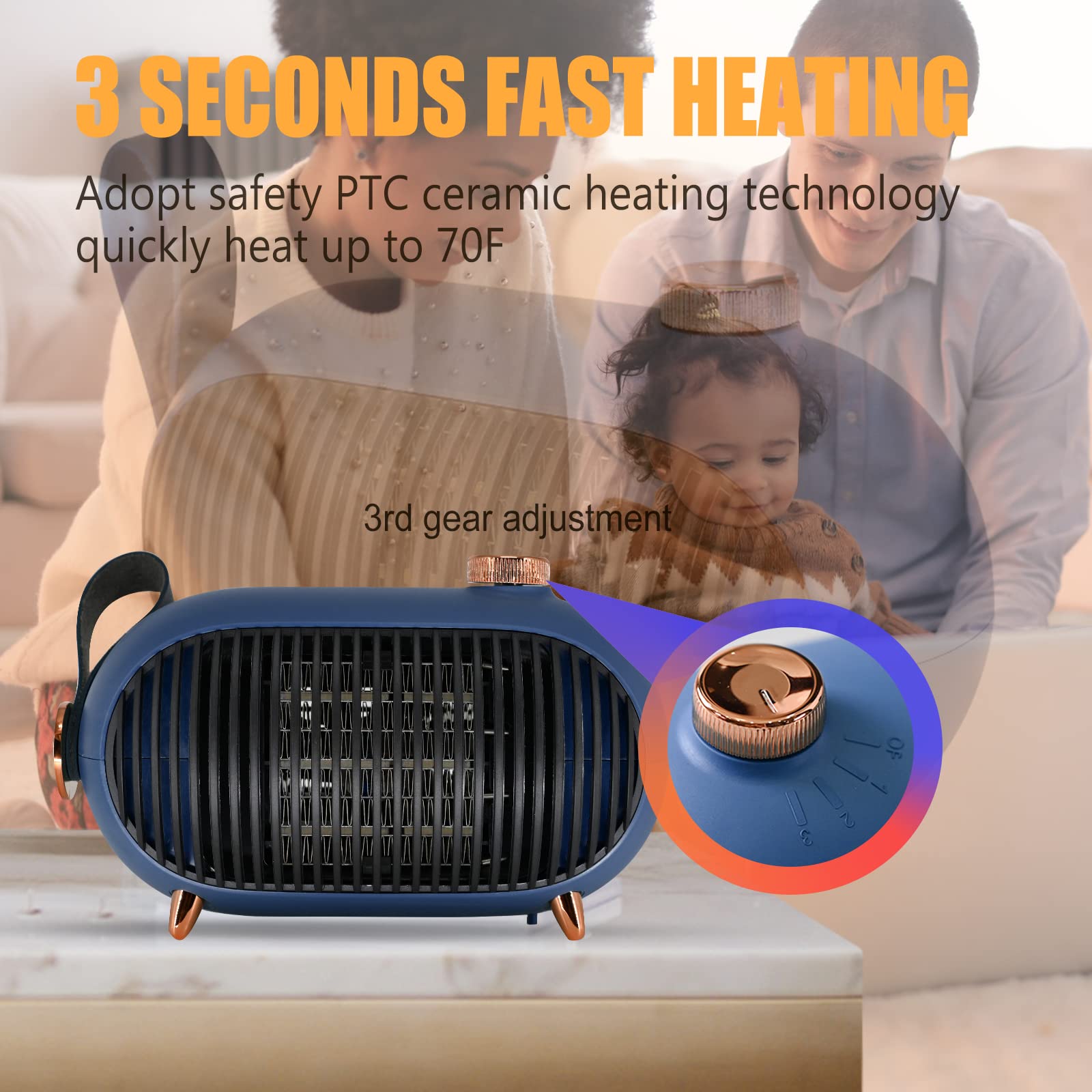 Portable Electric Space Heater with Thermostat – KNKA