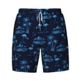 thumbnail image 4 of Lsque Mens Swim Trunks BLUE Flamingo Birds Pattern - Bathing Suit Compression Liner - Beach Swim Shorts Swimwear - (S-3XL) - Stretch Quick Dry -Small, 4 of 9