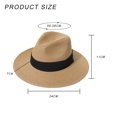 thumbnail image 2 of Sombrero de sol de ala ancha con visera ancha para mujer Sombrero enrollable de paja de Panamá Sombrero de sol de playa Fedora, 2 of 5