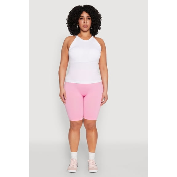 Womens Plus Size Seamless High Neck Tank Top