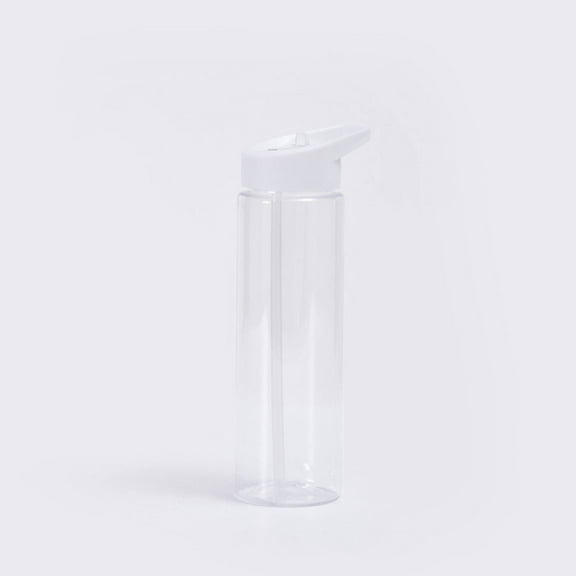 Luluganb 24oz/700ml Water Bottles, Direct Drinking Sports Water Bottle Leakproof Clear Plastic Water Bottles with Safety Lock Pop-up Lid and Portable Handle for Travel, Gym Back to School White A