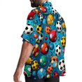 thumbnail image 3 of Football Men's Casual Short Sleeve Printed Button Down Spread Collar Tops Summer Beach Shirts Unisex, 3 of 6