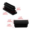 thumbnail image 2 of Insertos de tubo para patas de mesa y silla de plástico rectangular para el hogar, negros, 30 x 10mm, 50 PCS, 2 of 7