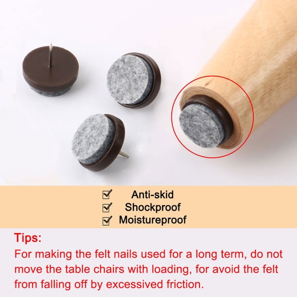 24 Almohadillas De Fieltro Con Clavos Para Muebles - Protector De Suelo Antideslizante Gris