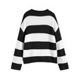 thumbnail image 5 of vigerkar Women's Fashion 2026 Long Sleeve Oversized Striped Color Block Comfy Loose Crew Neck Knitted Pullover Sweater (Black, M), 5 of 5