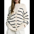 thumbnail image 2 of Suéter Cárdigan Extragrande para Mujer, 100% Algodón, Moda de Otoño 2025, Cuello en V, Tejido con Botones Delanteros, Tops Casuales de Moda S, 2 of 10
