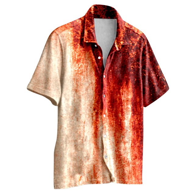 Wyzesi Chemise Rouge Habillée pour Hommes Printemps Simple Décontractée Col à Revers Imprimé Complet Plage Manches Courtes Vacances Extérieur Chemise Habillée Chemises pour Hommes Manches Courtes avec Poche