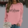 thumbnail image 2 of Arlun Made to Worship Sweatshirts Womens Christian Psalm Bible Verse Printed Graphic Pullover Tops Relaxed Fit Soft Comfortable Religious Faith Hoodless Sweatshirts Gifts Light Pink XL, 2 of 4