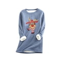 thumbnail image 1 of Sudadera de lana gruesa a la moda con estampado navideño para mujer, ropa interior cálida de terciopelo con cuello redondo Pompotops gfhjh11095, 1 of 5
