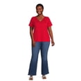 thumbnail image 2 of RealSize Women's Plus Lace V-Neck Tee with Short Sleeves, 2 of 5
