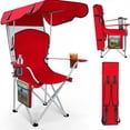 thumbnail image 2 of Portable folding camping chair with sunshade, adult beach chair, durable and weatherproof 600D Oxford cloth, outdoor camping chair., 2 of 8