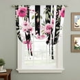 thumbnail image 2 of Pink Roses Balloon Curtains for Living Room/French Door, Romantic Flowers Leaves Floral Black Stripes Tie Up Curtains 63 Inch Length Energy Saving Kitchen Curtains Shades for Windows 42"x63", 2 of 8