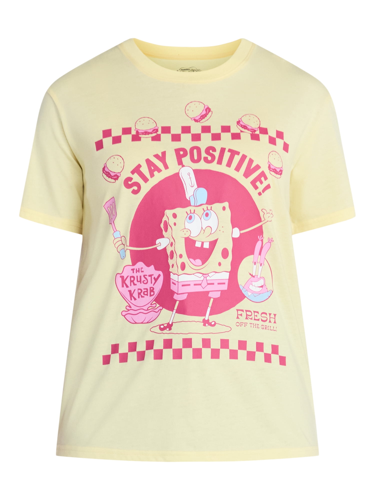 SpongeBob SquarePants Women's Graphic Tee with Short Sleeves, Sizes XXS-XXL