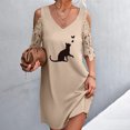 thumbnail image 2 of Vestidos de manga corta con hombros descubiertos y encaje con cuello en V estampado sexy de verano para mujer Fridja bnh5657, 2 of 8