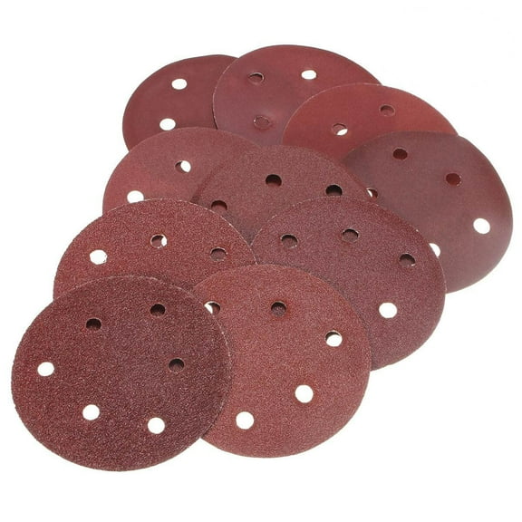 50pcs 6 Hole 5 Inch Hook and Loop Sandpaper Sanding Discs Pads 40/ 60/ 80/ 100/ 120/ 180/ 240/ 320/ 400/ 800 Assorted Grits For PEX Orbital Sander