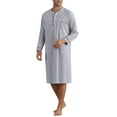 thumbnail image 2 of INSPIRE CHIC Men's Sleepshirts Striped Loose Fit V-Neck Sleepwear with Pocket XL Black, 2 of 6