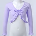 thumbnail image 5 of JanJean Kids Girls Basic Ballet Dance Gymnastics Performance Cardigan Top Warm-up Shrug Sweaters Light Purple 110, 5 of 7